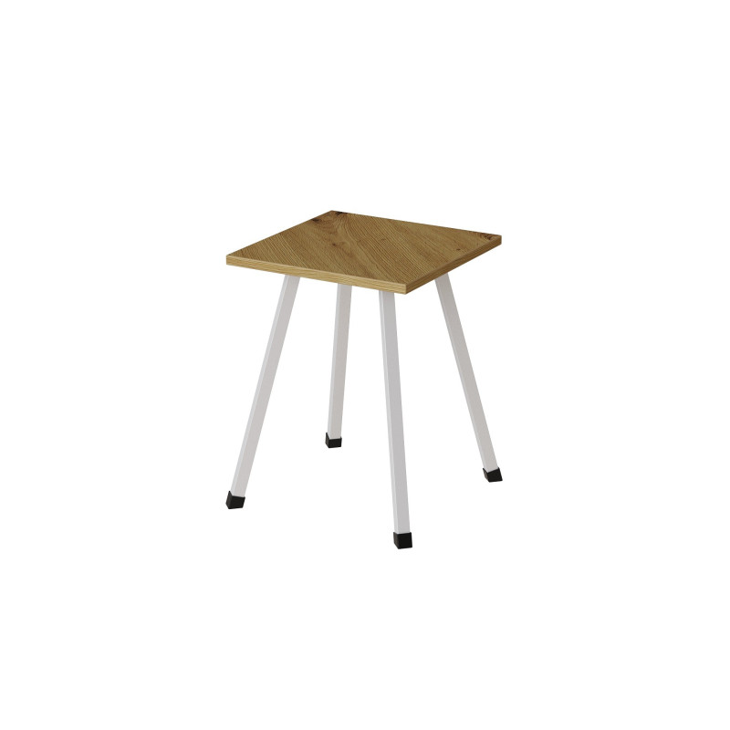 Табурет Ferrum-decor 430x320x320 Білий метал ДСП Дуб Артизан 16 мм (FRD-106919)