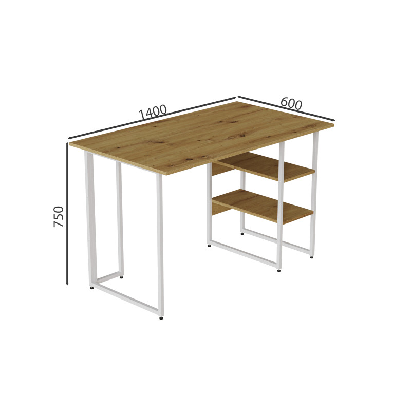 Комп'ютерний стіл Ferrum-decor Кевін 75x140x60 білий ДСП Дуб Артизан 32 мм (FRD-107229)