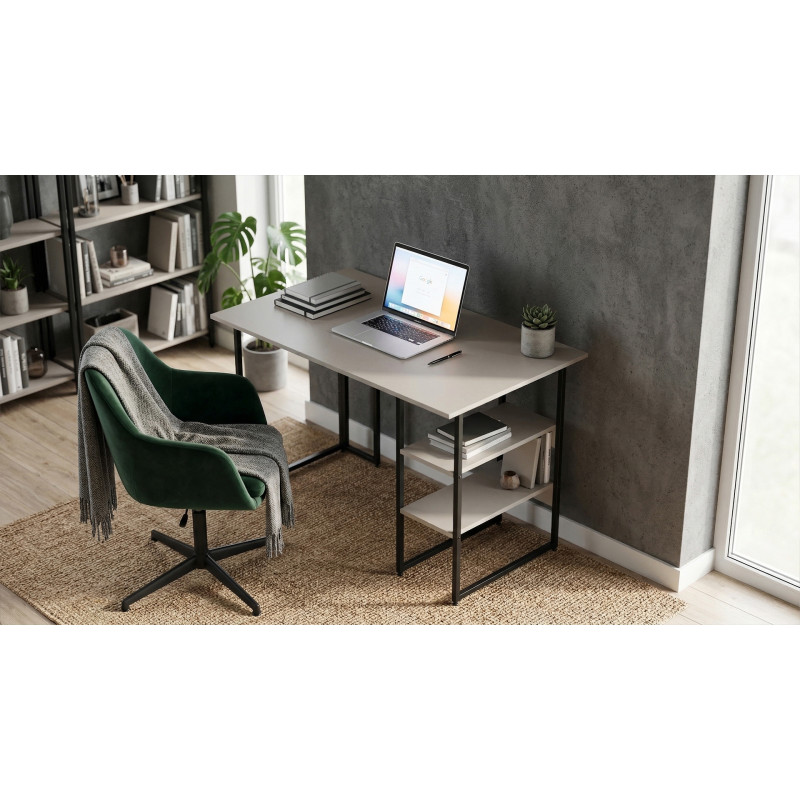 Стіл письмовий Кевин Ferrum-decor 75x140x60 Чорний метал ДСП Кашемір 16 мм (FRD-108129)