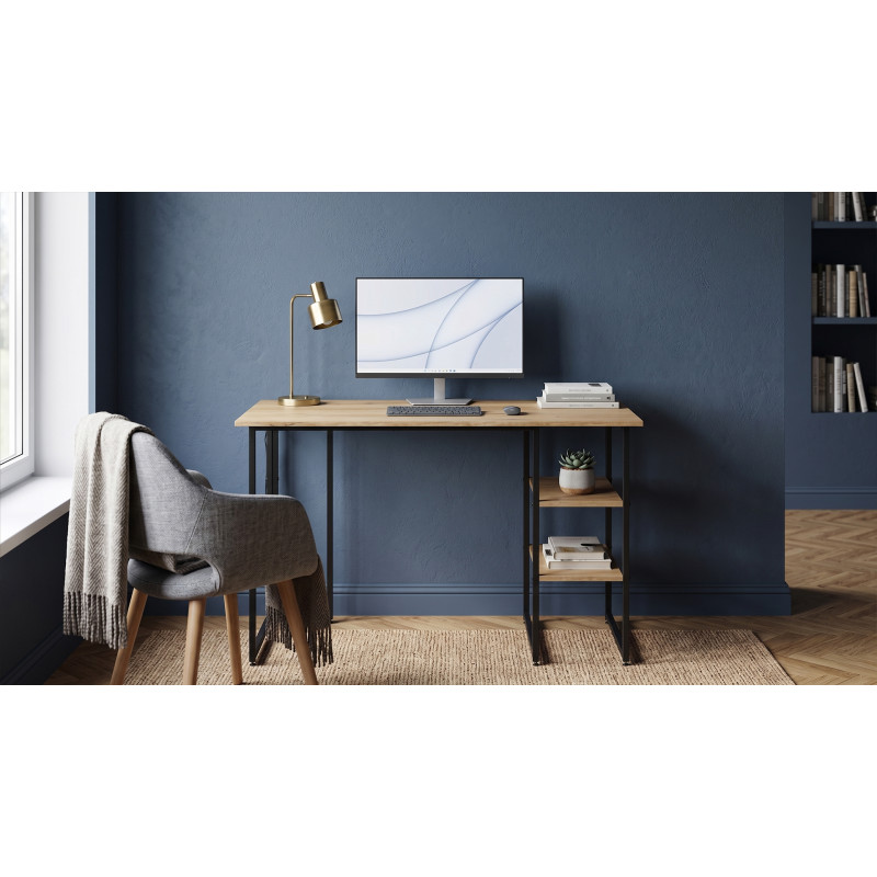 Стіл письмовий Кевин Ferrum-decor 75x120x70 Чорний метал ДСП Дуб Евок Прибережний 16 мм (FRD-108069)