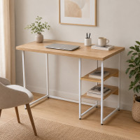 Стол письменный Кевин Ferrum-decor 75x100x60 Белый металл ДСП Дуб Евок Прибрежный 32 мм (FRD-108049)