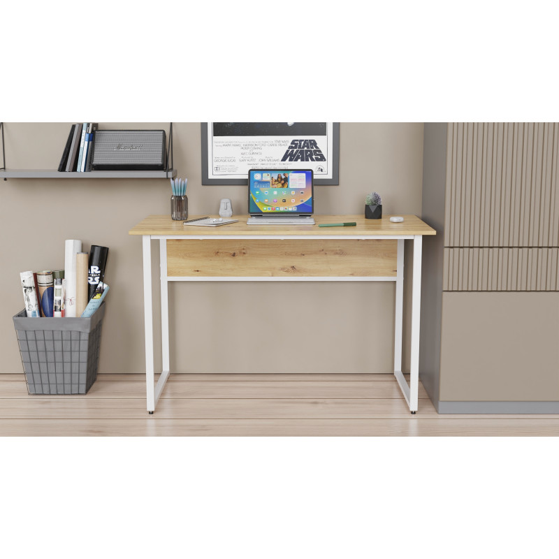 Комп'ютерний стіл Ferrum-decor Коди 75x140x70 білий ДСП Дуб Артизан 16 мм (FRD-107199)