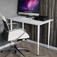 Стол универсальный Prime Ferrum-decor 750x1200x600 Белый металл ДСП Бетон 16 мм (FRD-107699)