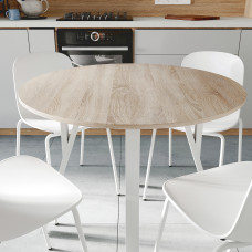 Круглий стіл MARSI 4 870-4 ніжки конусні Ferrum-decor 750x870x870 Білий метал ДСП Дуб Сонома 16 мм (FRD-107439)