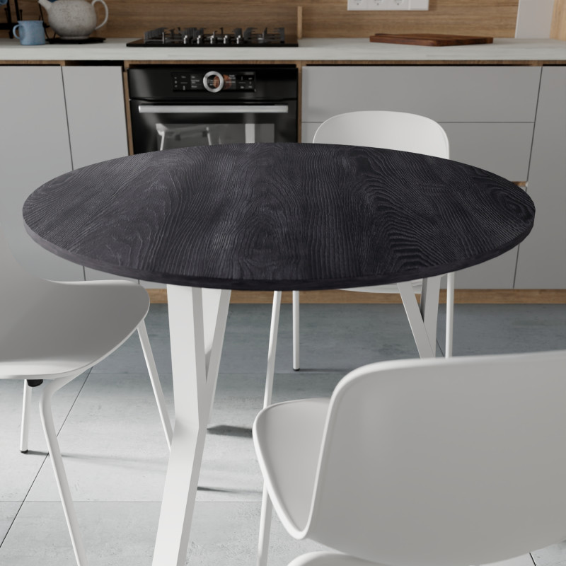Круглий стіл MARSI 3 870-3 Ferrum-decor 750x870x870 Білий метал ДСП Каштан Арвадонна 16 мм (FRD-107519)