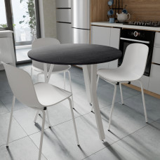 Круглий стіл MARSI 3 870-3 Ferrum-decor 750x870x870 Білий метал ДСП Каштан Арвадонна 16 мм (FRD-107519)