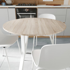Круглий стіл MARSI 3 870-3 Ferrum-decor 750x870x870 Білий метал ДСП Дуб Сонома 16 мм (FRD-107429)