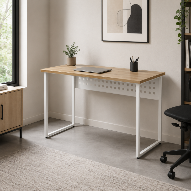 Стіл письмовий Майк Ferrum-decor 75x100x60 Білий метал ДСП Дуб Евок Прибережний 32 мм (FRD-108229)