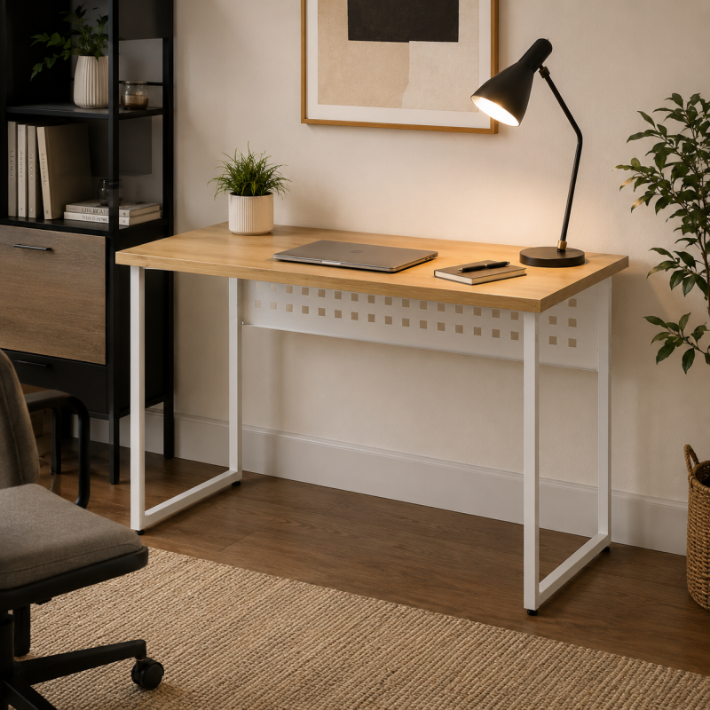 Стіл письмовий Майк Ferrum-decor 75x100x60 Білий метал ДСП Дуб Евок Прибережний 32 мм (FRD-108229)