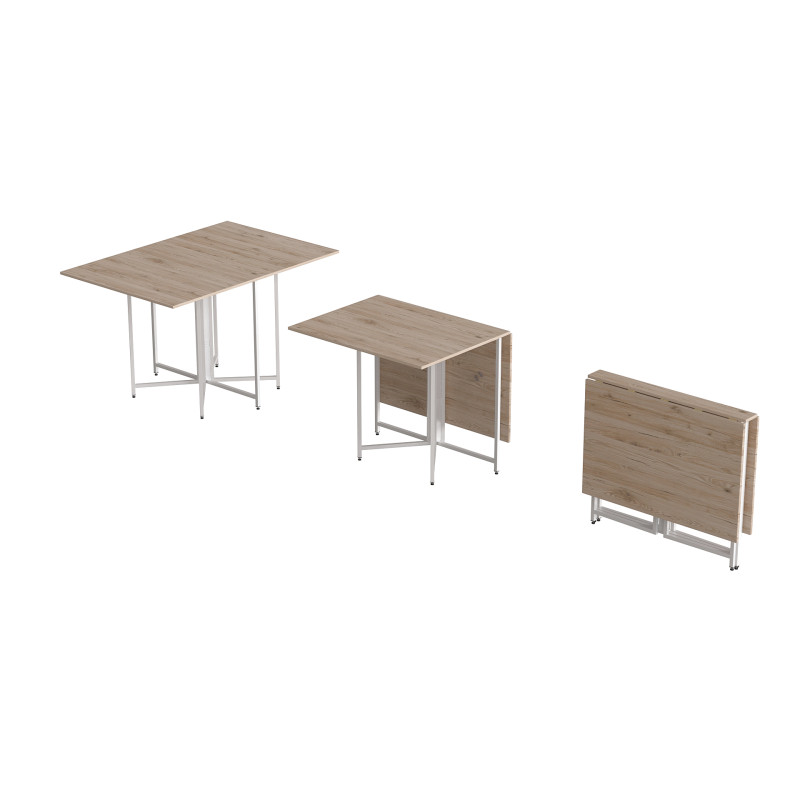 Розкладний стіл-трансформер книжка Моріс 3 Ferrum-decor 75x130x90 Білий метал ДСП Дуб Сан-Марино 16 мм (FRD-107419)