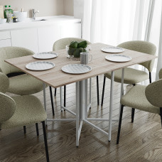 Розкладний стіл-трансформер книжка Моріс 3 Ferrum-decor 75x130x90 Білий метал ДСП Дуб Сан-Марино 16 мм (FRD-107419)