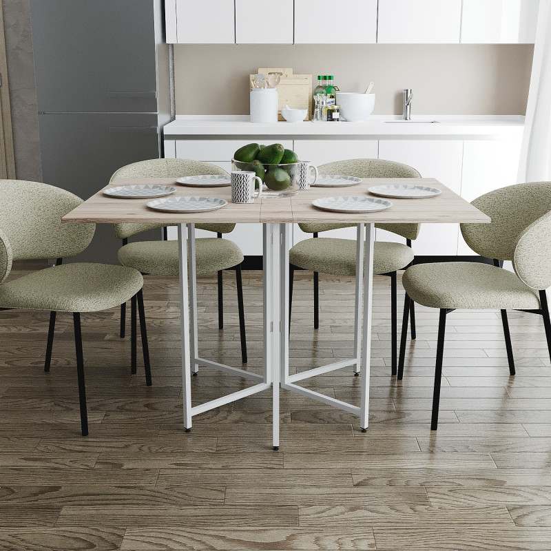 Розкладний стіл-трансформер книжка Моріс 3 Ferrum-decor 75x130x90 Білий метал ДСП Дуб Сан-Марино 16 мм (FRD-107419)