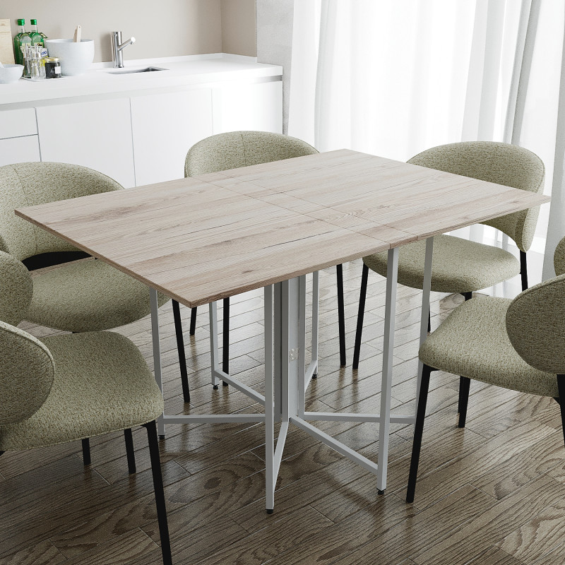Розкладний стіл-трансформер книжка Моріс 3 Ferrum-decor 75x130x90 Білий метал ДСП Дуб Сан-Марино 16 мм (FRD-107419)