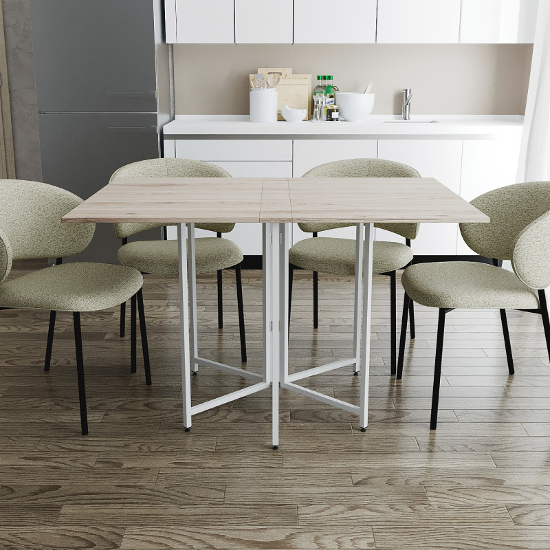 Розкладний стіл-трансформер книжка Моріс 3 Ferrum-decor 75x130x90 Білий метал ДСП Дуб Сан-Марино 16 мм (FRD-107419)