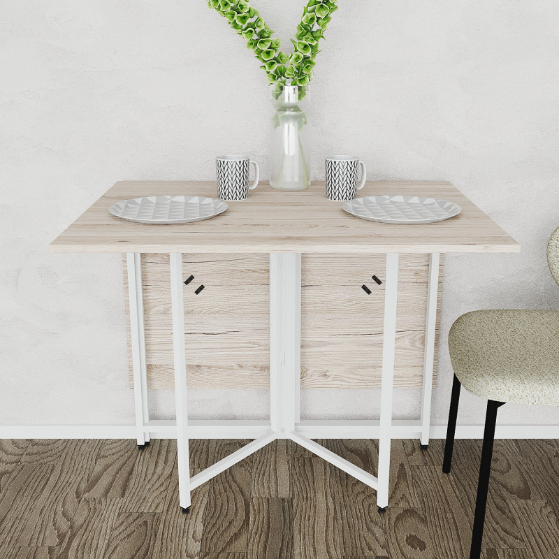 Розкладний стіл-трансформер книжка Моріс 3 Ferrum-decor 75x130x90 Білий метал ДСП Дуб Сан-Марино 16 мм (FRD-107419)
