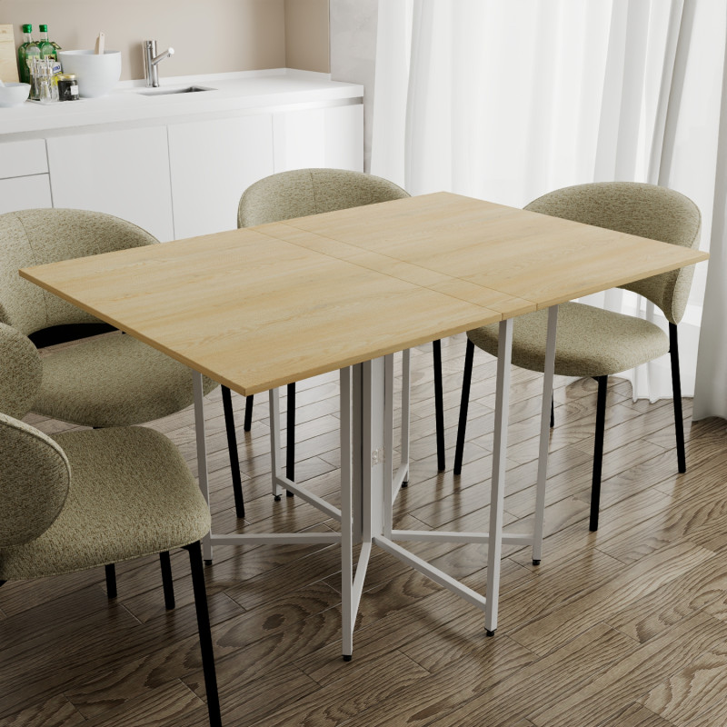Розкладний стіл-трансформер книжка Моріс 3 Ferrum-decor 75x130x90 Білий метал ДСП Дуб Кремона Торро 16 мм (FRD-107509)