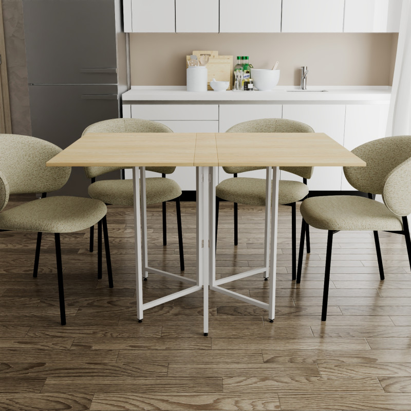 Розкладний стіл-трансформер книжка Моріс 3 Ferrum-decor 75x130x90 Білий метал ДСП Дуб Кремона Торро 16 мм (FRD-107509)