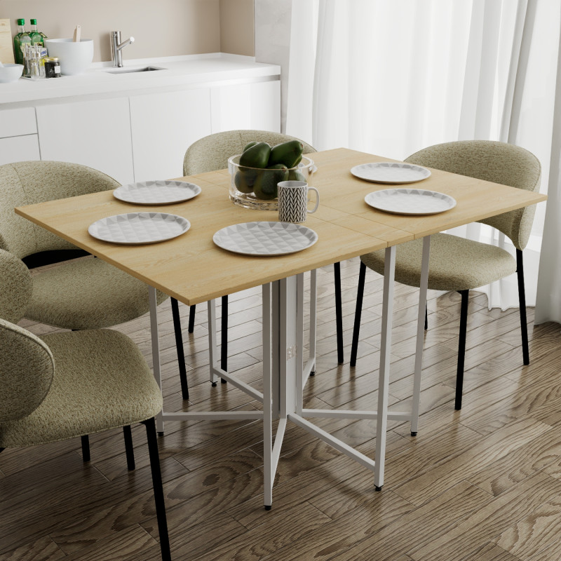 Розкладний стіл-трансформер книжка Моріс 3 Ferrum-decor 75x130x90 Білий метал ДСП Дуб Кремона Торро 16 мм (FRD-107509)