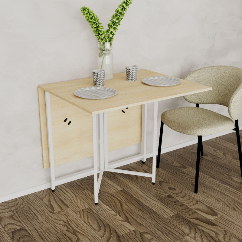 Розкладний стіл-трансформер книжка Моріс 3 Ferrum-decor 75x130x90 Білий метал ДСП Дуб Кремона Торро 16 мм (FRD-107509)