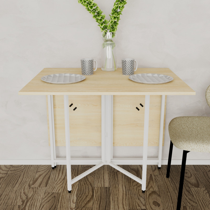 Розкладний стіл-трансформер книжка Моріс 3 Ferrum-decor 75x130x90 Білий метал ДСП Дуб Кремона Торро 16 мм (FRD-107509)