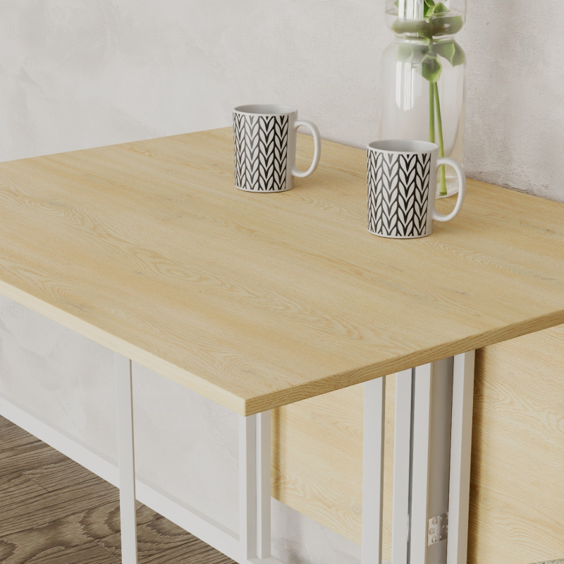 Розкладний стіл-трансформер книжка Моріс 3 Ferrum-decor 75x130x90 Білий метал ДСП Дуб Кремона Торро 16 мм (FRD-107509)