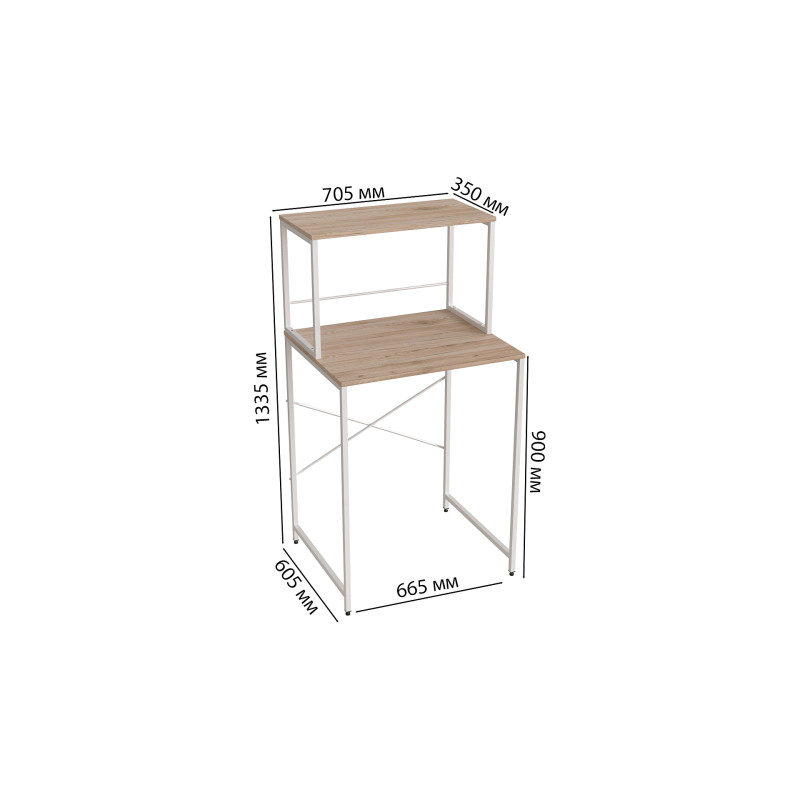 Стелаж-полиця Бафрум 402 Ferrum-decor для пральної машини 133,5x70,5x60,5 Білий метал ДСП Дуб Сан-Марино 16 мм (FRD-107369)