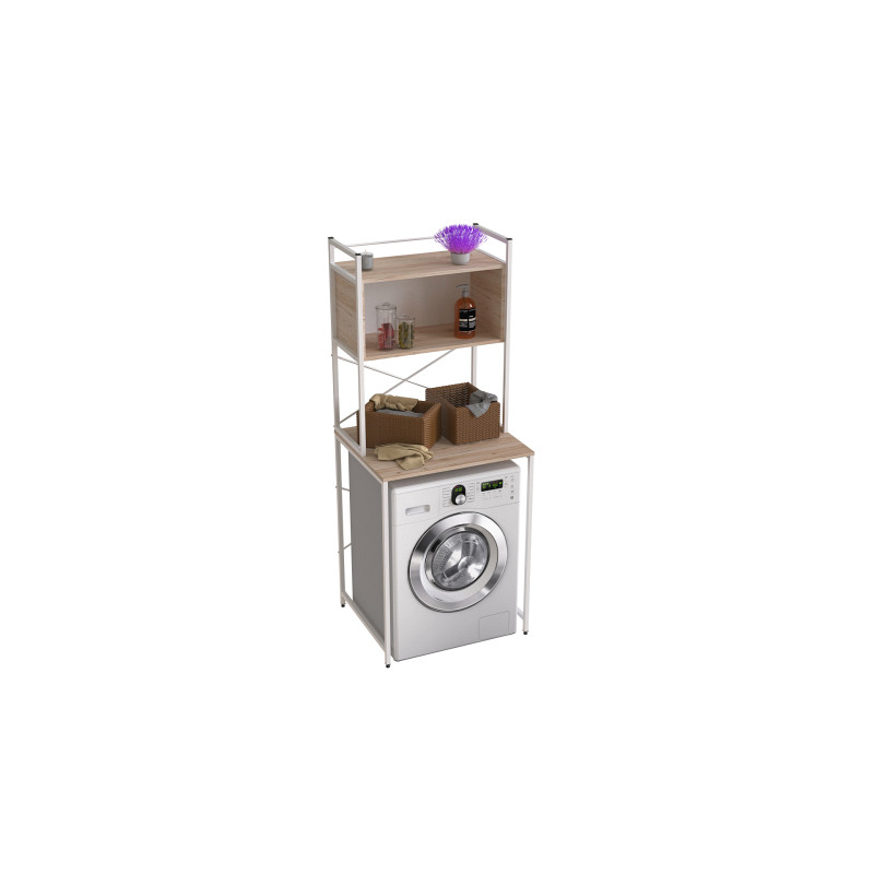 Стелаж-полиця Бафрум 403 Ferrum-decor для пральної машини 178x70,5x60,5 Білий метал ДСП Дуб Сан-Марино 16 мм (FRD-107379)