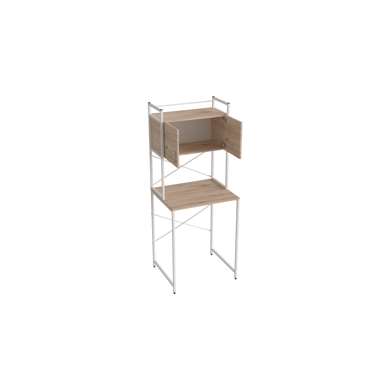 Стелаж-полиця Бафрум 404 Ferrum-decor для пральної машини 178x70,5x60,5 Білий метал ДСП Дуб Сан-Марино 16 мм (FRD-107389)