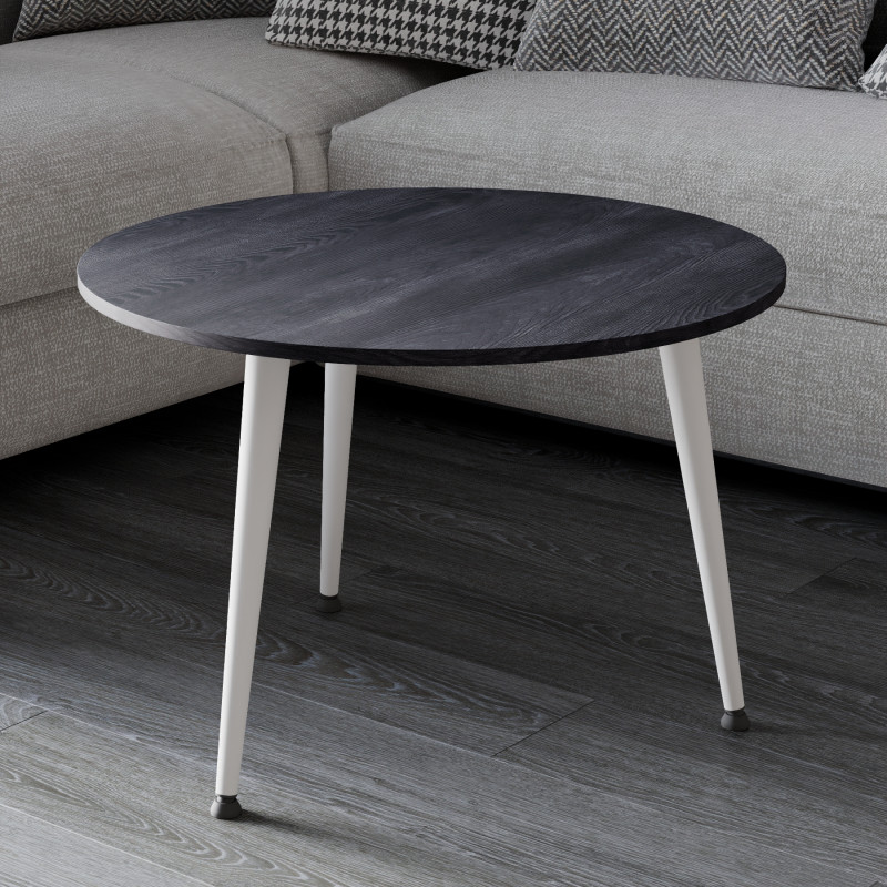 Журнальний круглий стіл OPTIMA 1 ніжки конусні Ferrum-decor 450x670x670 Білий метал ДСП Каштан Арвадонна 16 мм (FRD-107539)