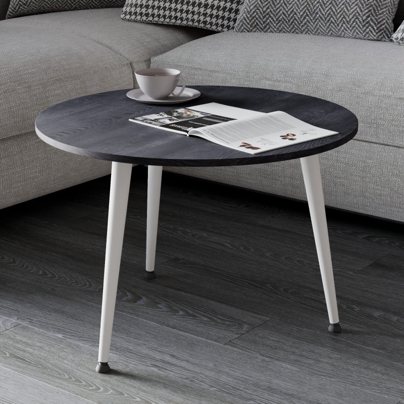 Журнальний круглий стіл OPTIMA 1 ніжки конусні Ferrum-decor 450x670x670 Білий метал ДСП Каштан Арвадонна 16 мм (FRD-107539)