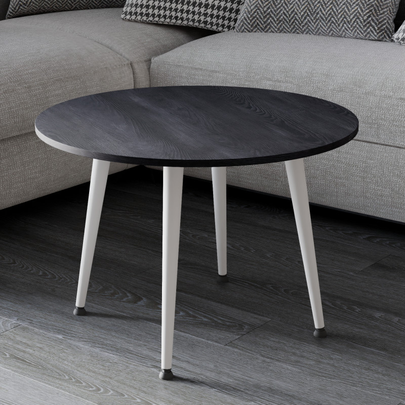 Журнальний круглий стіл OPTIMA 2 ніжки конусні Ferrum-decor 450x670x670 Білий метал ДСП Каштан Арвадонна 16 мм (FRD-107549)