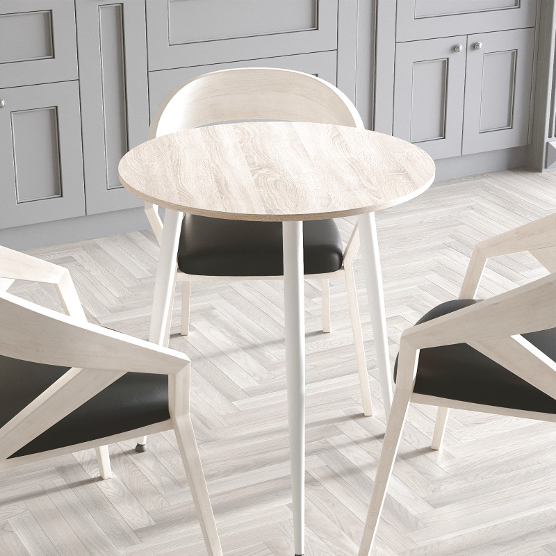 Круглий стіл OPTIMA 3 ніжки конусні Ferrum-decor 750x670x670 Білий метал ДСП Дуб Сонома 16 мм (FRD-107449)