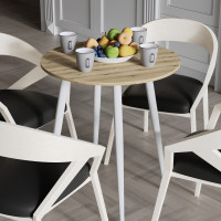 Стол круглый OPTIMA 4 ноги на конус Ferrum-decor 750x670x670 Белый металл ДСП Дуб Евок Прибрежный 16 мм (FRD-107569)