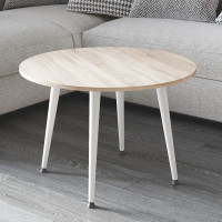 Журнальний круглий стіл OPTIMA 2 ніжки конусні Ferrum-decor 450x670x670 Білий метал ДСП Дуб Сонома 16 мм (FRD-107479)