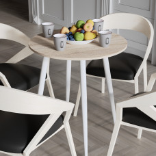 Круглий стіл OPTIMA 4 ніжки конусні Ferrum-decor 750x670x670 Білий метал ДСП Дуб Сонома 16 мм (FRD-107459)