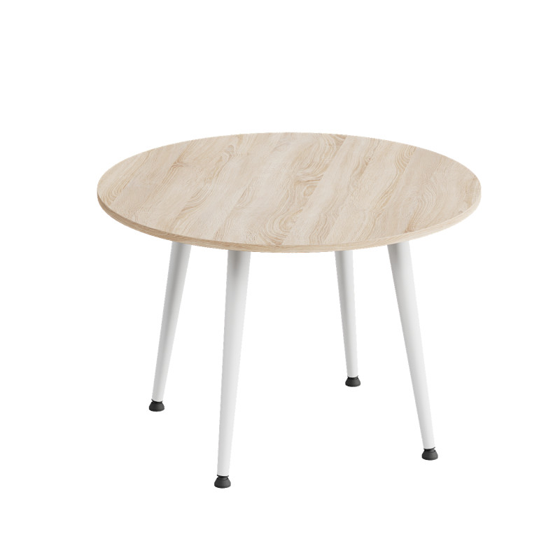 Журнальний круглий стіл OPTIMA 2 ніжки конусні Ferrum-decor 450x670x670 Білий метал ДСП Дуб Сонома 16 мм (FRD-107479)