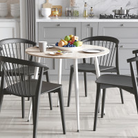 Круглий стіл OPTIMA 5 ніжки конусні Ferrum-decor 750x900x900 Білий метал ДСП Дуб Сонома 16 мм (FRD-107489)