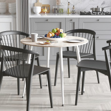Круглий стіл OPTIMA 5 ніжки конусні Ferrum-decor 750x900x900 Білий метал ДСП Дуб Сонома 16 мм (FRD-107489)