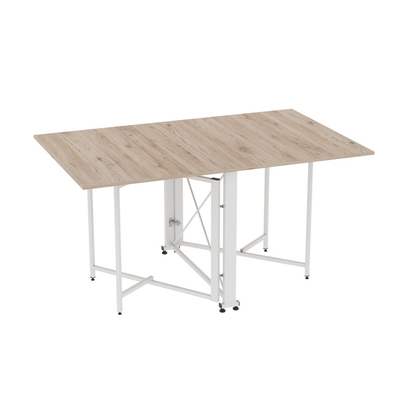 Обідній стіл трансформер книжка Оріон Pro Ferrum-decor 75x152x90 Білий метал ДСП Дуб Сан-Марино 16 мм (FRD-107409)