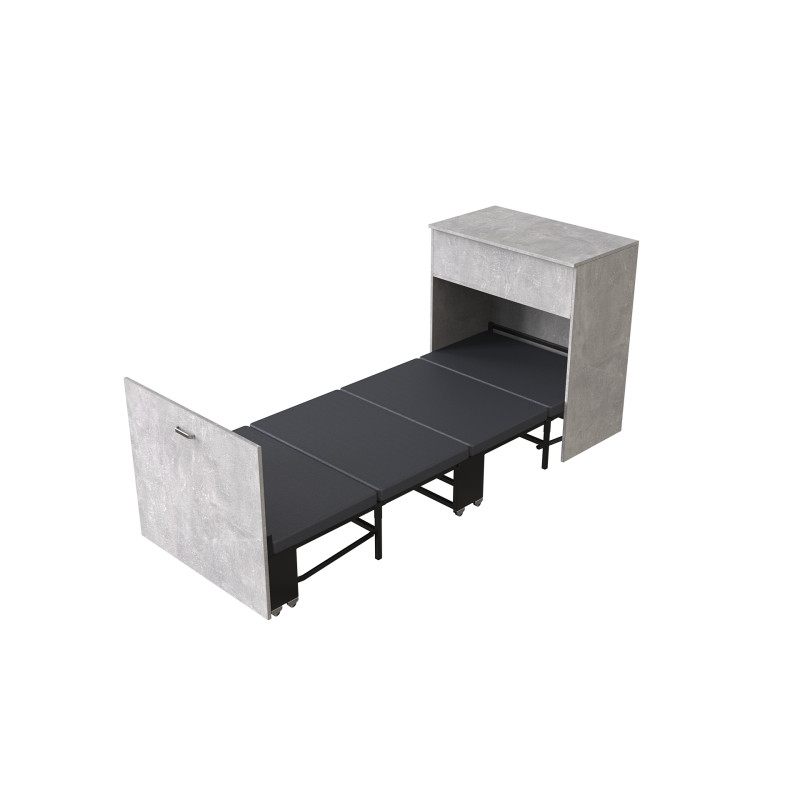 Ліжко трансформер комод ASCET 3 Ferrum-decor 920x2000x700 Чорний метал ДСП Бетон 16 мм (FRD-107339)