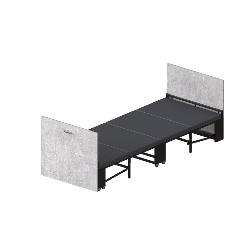Ліжко трансформер ASCET 1 Ferrum-decor 650x2000x700 Чорний метал ДСП Бетон 16 мм (FRD-107329)