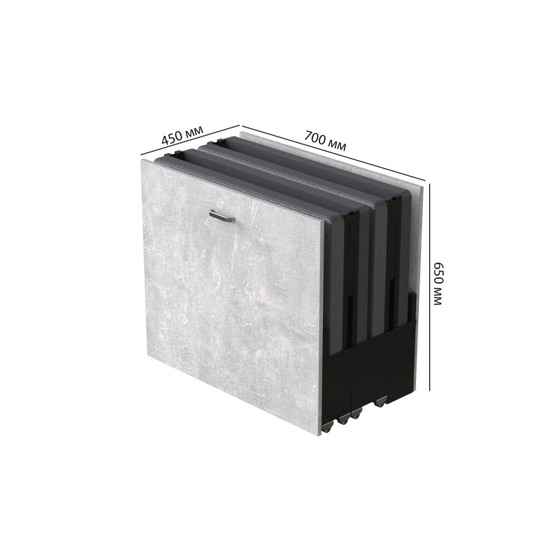 Ліжко трансформер ASCET 1 Ferrum-decor 650x2000x700 Чорний метал ДСП Бетон 16 мм (FRD-107329)