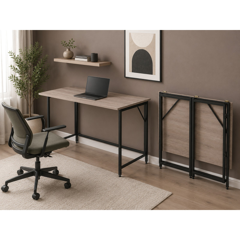 Стіл-трансформер розкладний Слай Ferrum-decor 75x100x60 Чорний метал ДСП Дуб Кремона Канолло 16 мм (FRD-107819)