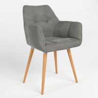 Обідній стілець Новий Стиль DASTER WOOD ALU (BOX-1) LN БУК PUMA-03 (Світло-сірий) (NWS-121233)