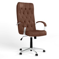 Крісло керівника поворотне Новий Стиль CUBA STEEL CHROME TILT AL68 ECO-21 (Темно-коричневий) (NWS-125468)
