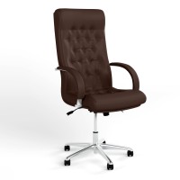 Крісло офісне поворотне Новий Стиль FIDEL STEEL CHROME ANYFIX AL68 LE-K (Каштан) (NWS-125958)