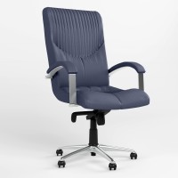 Кресло офисное поворотное Новый Стиль GERMES STEEL CHROME LB P ECO-22 (Синий) (NWS-126021)