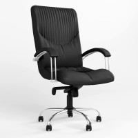 Крісло офісне поворотне Новий Стиль GERMES STEEL CHROME LB (COMFORT) ECO-30 (Чорний) (NWS-126091)