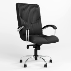 Крісло офісне поворотне Новий Стиль GERMES STEEL CHROME LB (COMFORT) ECO-30 (Чорний) (NWS-126091)