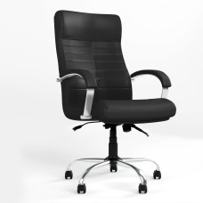 Крісло офісне поворотне Новий Стиль ORION STEEL LB CHROME (COMFORT+ANYFIX) P ECO-30 (Чорний) (NWS-126556)